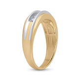 10kt Two-tone Gold Mens Round Diamond Single Row Band Ring 1/4 Cttw