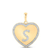 10kt Yellow Gold Womens Round Diamond Heart S Letter Pendant 1/4 Cttw