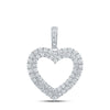 10kt White Gold Womens Round Diamond Heart Pendant 5/8 Cttw