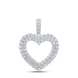 10kt White Gold Womens Round Diamond Heart Pendant 5/8 Cttw