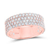 10kt Rose Gold Mens Round Diamond Pave 4-Row Band Ring 3-3/8 Cttw