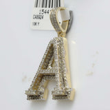 10kt Yellow Gold Mens Round Diamond A Initial Letter Charm Pendant 1-3/4 Cttw