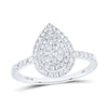 10kt White Gold Womens Round Diamond Teardrop Ring 1/2 Cttw