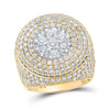 10kt Yellow Gold Mens Round Diamond Presidential Cluster Ring 6 Cttw