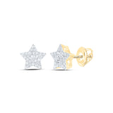 10kt Yellow Gold Womens Round Diamond Star Earrings 1/5 Cttw