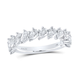 14kt White Gold Womens Pear Diamond Single Row Band Ring 1-7/8 Cttw
