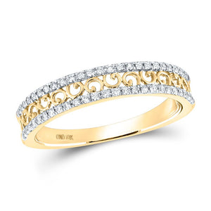 10kt Yellow Gold Womens Round Diamond Band Ring 1/5 Cttw