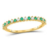 10kt Yellow Gold Womens Round Emerald Diamond Stackable Band Ring 1/5 Cttw