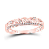 10kt Rose Gold Womens Round Diamond Stackable Band Ring 1/12 Cttw