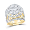 10kt Yellow Gold Round Diamond Bridal Wedding Ring Band Set 4 Cttw
