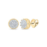 10kt Yellow Gold Round Diamond Cluster Earrings 1/2 Cttw