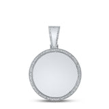 10kt White Gold Mens Round Diamond Memory Circle Charm Pendant 5/8 Cttw