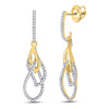 10kt Yellow Gold Womens Round Diamond Dangle Earrings 1/4 Cttw