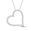 10kt White Gold Womens Round Diamond Heart Pendant 1/5 Cttw