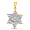 10kt Yellow Gold Mens Round Diamond Star Magen David Charm Pendant 5/8 Cttw