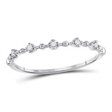 10kt White Gold Womens Round Diamond Bead Dot Stackable Ring 1/20 Cttw