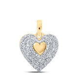 10kt Yellow Gold Womens Round Diamond Heart Pendant 1/4 Cttw