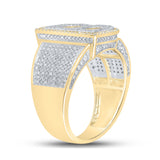 10kt Two-tone Gold Mens Round Diamond Initial B Letter Ring 1-1/5 Cttw