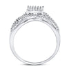 10kt White Gold Womens Round Diamond Rectangle Twist Cluster Ring 1/4 Cttw