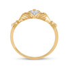 10kt Yellow Gold Womens Round Diamond Claddagh Heart Ring .02 Cttw