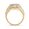 10kt Yellow Gold Mens Round Diamond Offset Square Cluster Ring 1/3 Cttw