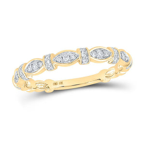 10kt Yellow Gold Womens Round Diamond Stackable Band Ring 1/6 Cttw