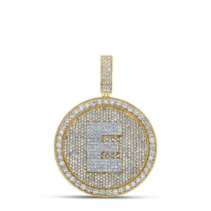 10kt Two-tone Gold Mens Round Diamond Letter E Circle Charm Pendant 4 Cttw