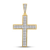 10kt Yellow Gold Mens Round Diamond Roman Cross Charm Pendant 3/4 Cttw