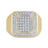 10kt Yellow Gold Mens Round Diamond Square Cluster Ring 1/3 Cttw