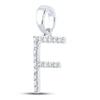14kt White Gold Womens Round Diamond F Initial Letter Pendant 1/8 Cttw