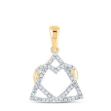 10kt Yellow Gold Womens Round Diamond Heart Pendant 1/8 Cttw