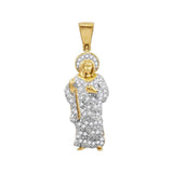 10kt Yellow Gold Mens Round Diamond Jesus Halo Charm Pendant 1/2 Cttw