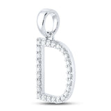 10kt White Gold Womens Round Diamond D Initial Letter Pendant 1/5 Cttw