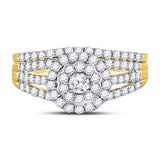 14kt Yellow Gold Round Diamond Bridal Wedding Ring Band Set 1 Cttw