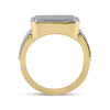 10kt Yellow Gold Mens Baguette Diamond Rectangle Cluster Ring 1-7/8 Cttw