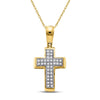 10kt Yellow Gold Womens Round Diamond Cross Religious Pendant 1/10 Cttw