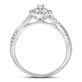 14kt White Gold Round Diamond Teardrop Cluster Bridal Wedding Engagement Ring 1/4 Cttw