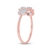 14kt Rose Gold Womens Baguette Diamond Triple Cluster Ring 3/8 Cttw