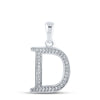 10kt White Gold Womens Round Diamond Initial D Letter Pendant 1/12 Cttw