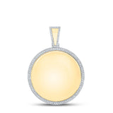 10kt Yellow Gold Mens Round Diamond Circle Memory Mirror Charm Pendant 7/8 Cttw