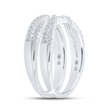 14kt White Gold Womens Round Diamond Wrap Enhancer Wedding Band 1/3 Cttw