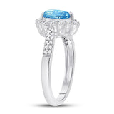 10kt White Gold Womens Pear Synthetic Blue Topaz Solitaire Ring 2 Cttw