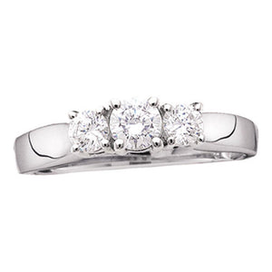 14kt White Gold Round Diamond 3-stone Bridal Wedding Engagement Ring 1-1/2 Cttw