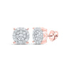 10kt Rose Gold Womens Round Diamond Cluster Earrings 1 Cttw