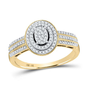 10kt Yellow Gold Womens Round Diamond Oval Ring 1/4 Cttw