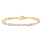 14kt Yellow Gold Womens Round Diamond Studded Tennis Bracelet 6 Cttw