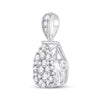 14kt White Gold Womens Round Diamond Teardrop Cluster Pendant 1/2 Cttw