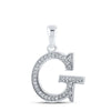 10kt White Gold Womens Round Diamond Initial G Letter Pendant 1/12 Cttw