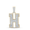 10kt Two-tone Gold Mens Baguette Diamond H Initial Letter Charm Pendant 2 Cttw