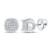 10kt White Gold Round Diamond Cluster Stud Earrings 1/5 Cttw